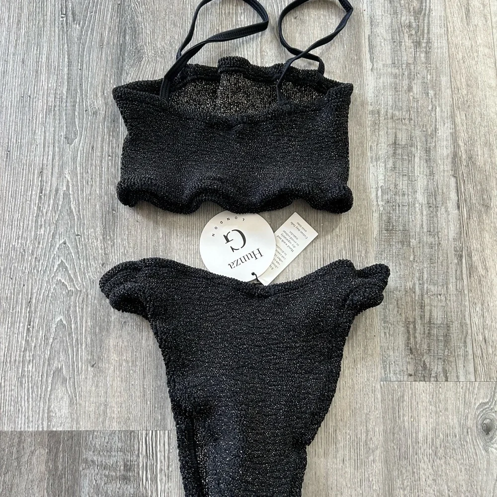 NWT 🐈‍⬛ Hunza G Gigi Bikini in Metallic Black Lurex - Picture 4 of 7